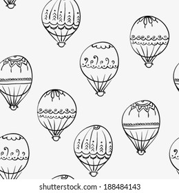 hand drawn doodle air balloons seamless pattern, outlines