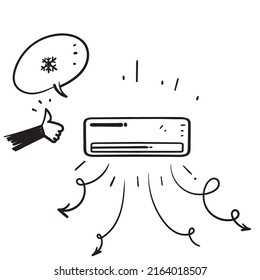 hand drawn doodle air conditioner illustration icon vector
