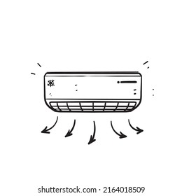 hand drawn doodle air conditioner illustration icon vector