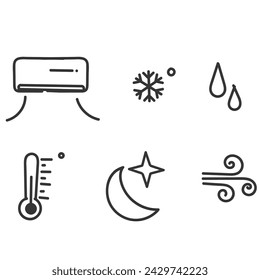 hand drawn doodle air conditioner illustration related icon