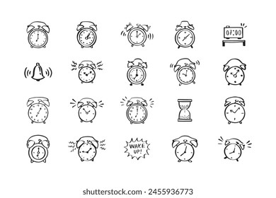 Handgezeichneter Doodle-Alarm. Anderer Alarm. Vektorillustration