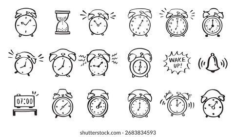 Ilustración vectorial de alarma de doodle dibujada a mano