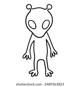 Hand drawn doodle alien isolated on white background. Vector illustration.