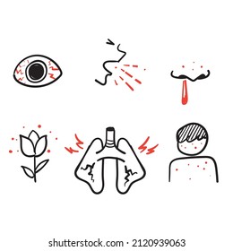 hand drawn doodle Allergy symptoms illustration icon isolated