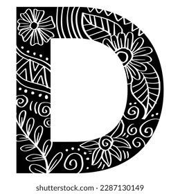 Hand drawn doodle alphabet letter D