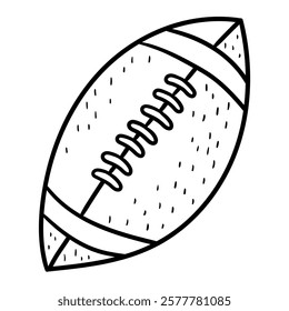 Hand drawn doodle american football or rugby ball isolated on white background. Vector illustration.