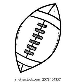 Hand drawn doodle american football ball isolated on white background. Vector illustration.