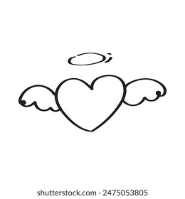 hand drawn doodle angel love vector