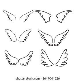 hand drawn doodle angel wings illustration cartoon style vector 