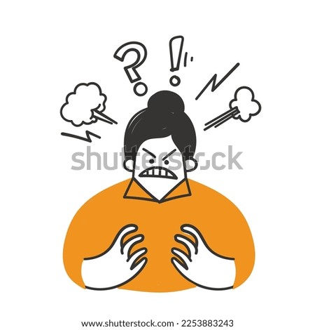 hand drawn doodle angry and bad mood woman illustration vector