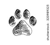 hand drawn doodle of animal footprint, Vector illustration.