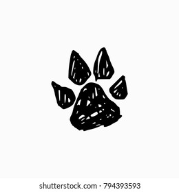Hand drawn doodle of animals or dogs footprint, Vector illustration.