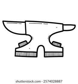 Hand drawn doodle anvil isolated on white background. Vector illustration.