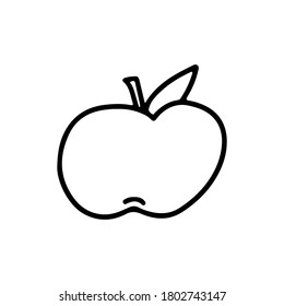 Hand drawn  doodle apple icon isolated on white background. Vector outline illustration. Design for healthy lifestyle and education concept.