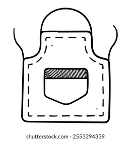 Mano dibujado doodle delantal aislado sobre fondo blanco. Ilustración vectorial.