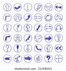 Hand drawn doodle arrow buttons.
