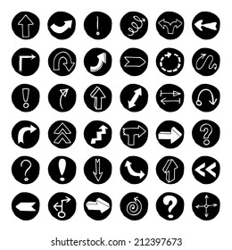 Hand drawn doodle arrow buttons. Vector Illustration.