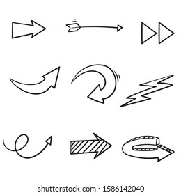 hand drawn Doodle arrow collection, vector illustration isolated