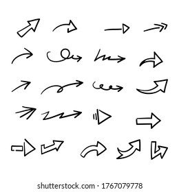 hand drawn doodle arrow collection icon vector