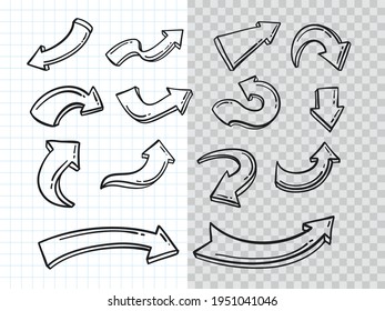 Hand drawn Doodle Arrow Collection set