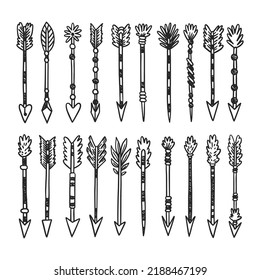 Colección de flechas de carátula dibujada a mano