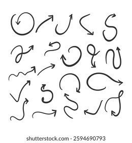 hand drawn doodle arrow collection set