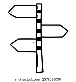 Hand drawn doodle arrow direction road sign isolated on white background. Vector illustration.