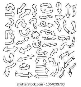 hand drawn doodle arrow element design big set bundle.