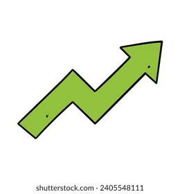 Hand drawn doodle arrow growth isolated on a white background. Vector illustration.