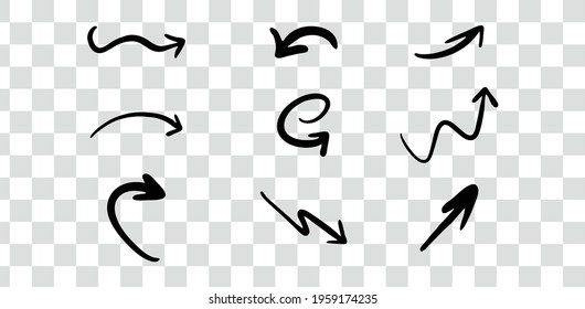 hand drawn doodle arrow heads black vector pack, abstract 