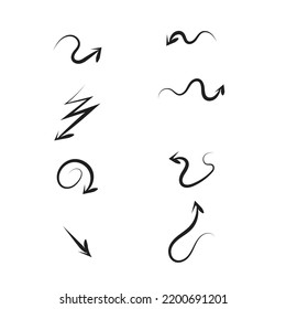 hand drawn doodle arrow heads black collection