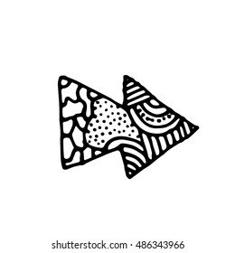 Hand Drawn Doodle Arrow Icon Isolated On White Background
