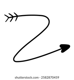 Hand drawn doodle arrow isolated on white background. Vector illustration.