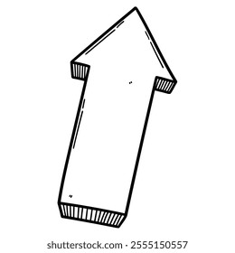Hand drawn doodle arrow pointing up isolated on white background. Vector illustration.