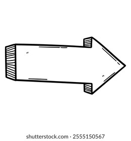 Hand drawn doodle arrow pointing right isolated on white background. Vector illustration.