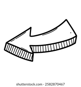 Hand drawn doodle arrow pointing left isolated on white background. Vector illustration.