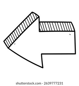 Hand drawn doodle arrow pointing left isolated on white background. Vector illustration.