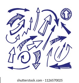 Hand drawn doodle arrow set