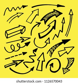 Hand drawn doodle arrow set