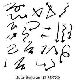 hand drawn doodle arrow set illustration vector