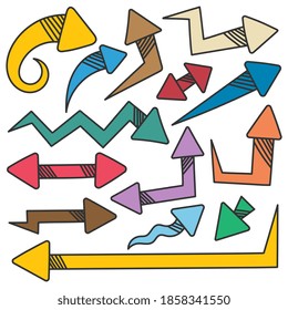 Hand drawn doodle arrow set