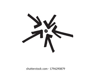 Hand drawn doodle arrow sign isolated on white background 