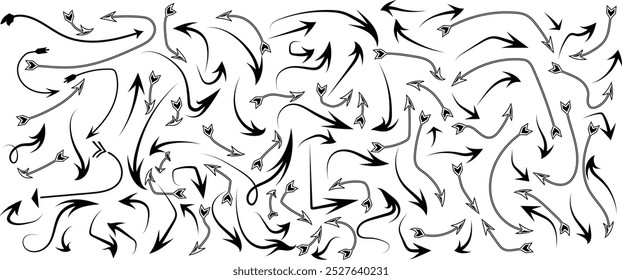 Handgezeichneter Doodle-Pfeil-Skizzensatz.