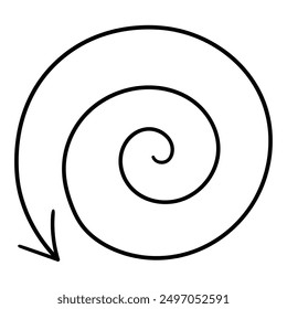 Hand drawn doodle arrow spiral isolated on white background. Vector illustration.