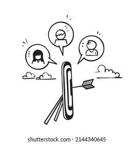 hand drawn doodle arrow symbol for Target customer concept campaign illustration vector