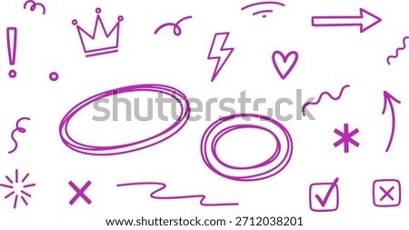 Hand Drawn Doodle Arrows Crowns Hearts Abstract Sketch Elements Graphics