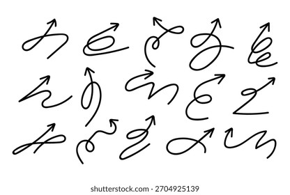 Hand Drawn Doodle Arrows icon vector. Elegant Comic arrows Elements. directions and indicating movement symbol. vector illustration.