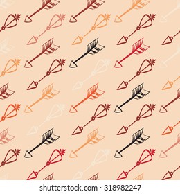 Hand drawn doodle arrows seamless pattern. Colored vector illustration for wallpaper design, covers, fabric