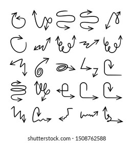 hand drawn and doodle arrows set