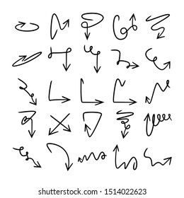 hand drawn and doodle arrows set